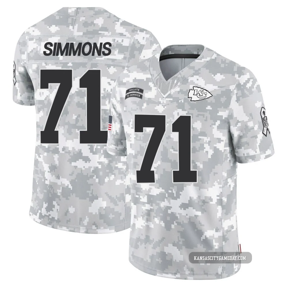 Youth Josh Simmons Kansas City Chiefs ＃71 Limited Arctic Camo 2024 Salute to Service Jersey