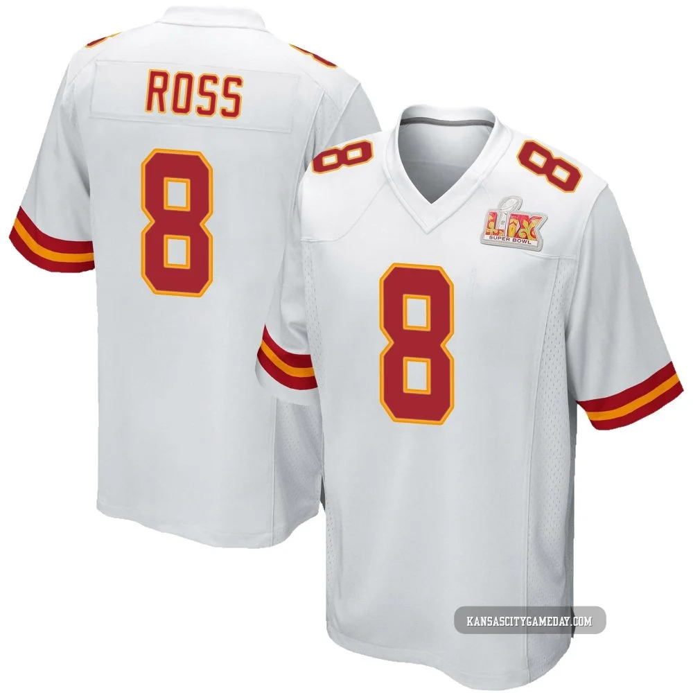 Youth Justyn Ross Kansas City Chiefs ＃8 Game White Super Bowl LIX Jersey