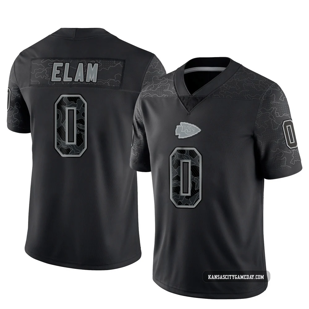 Youth Kaiir Elam Kansas City Chiefs ＃0 Limited Black Reflective Jersey
