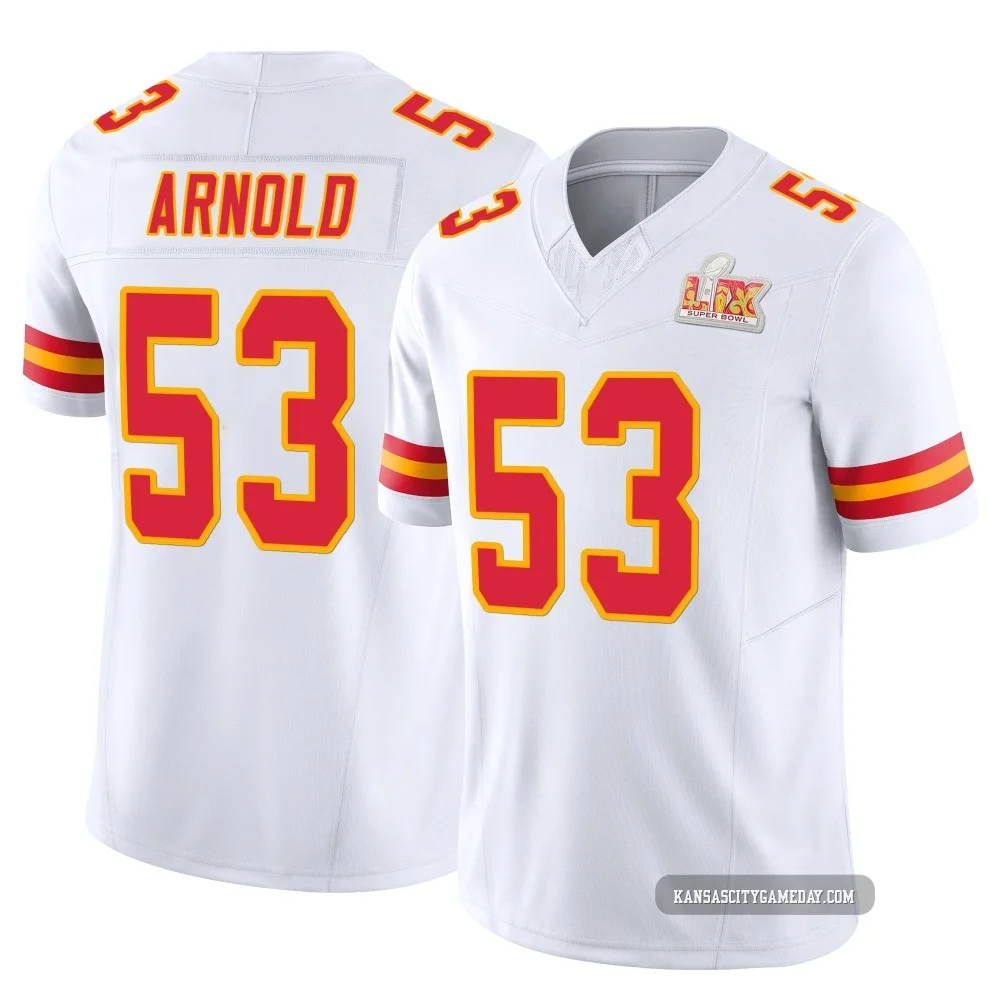 Youth Kam Arnold Kansas City Chiefs ＃53 Limited White Vapor F.U.S.E. Super Bowl LIX Jersey
