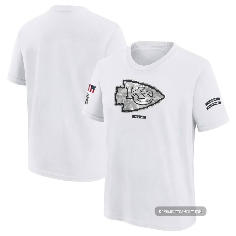 Youth Kansas City Chiefs White 2024 Salute To Service T-Shirt
