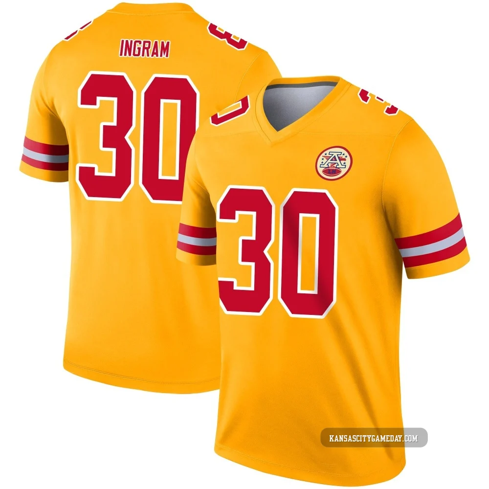 Youth Keaontay Ingram Kansas City Chiefs ＃30 Legend Gold Inverted Jersey