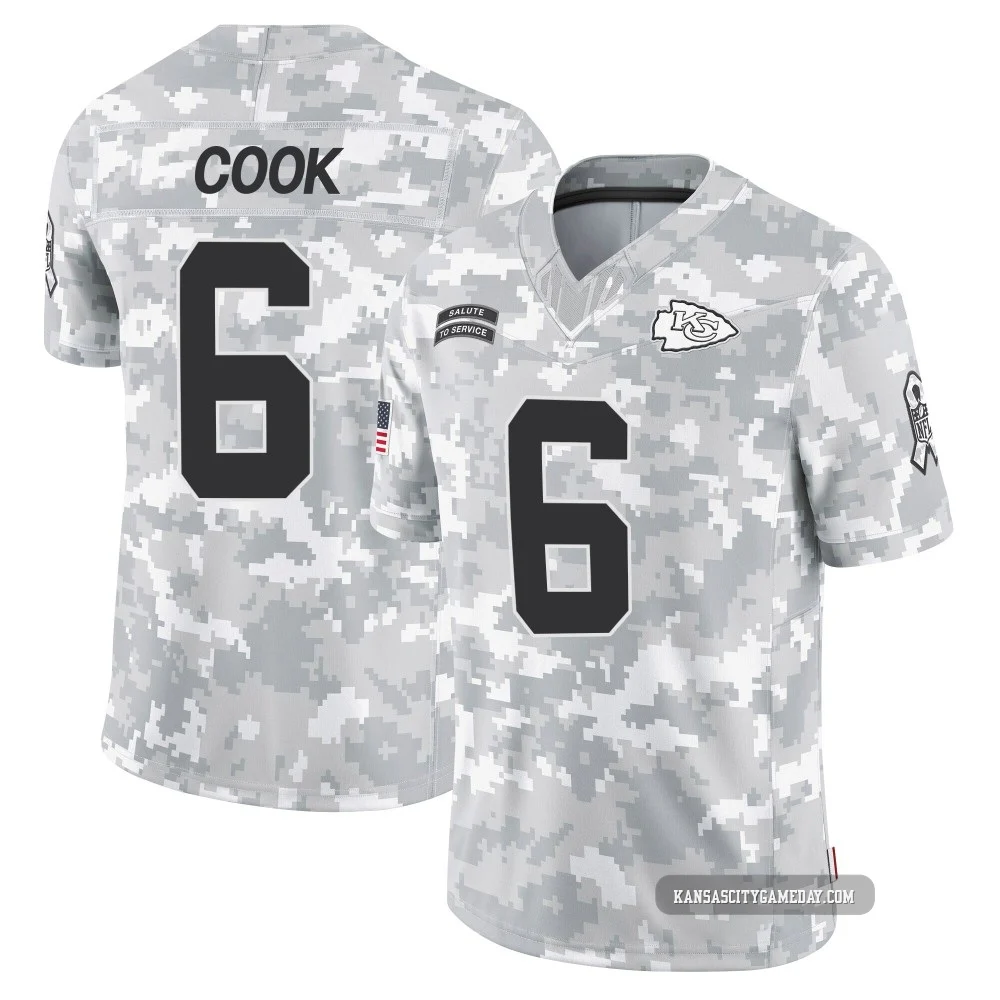 Youth Kenny Cook Kansas City Chiefs ＃6 Limited Arctic Camo 2024 Salute to Service Jersey