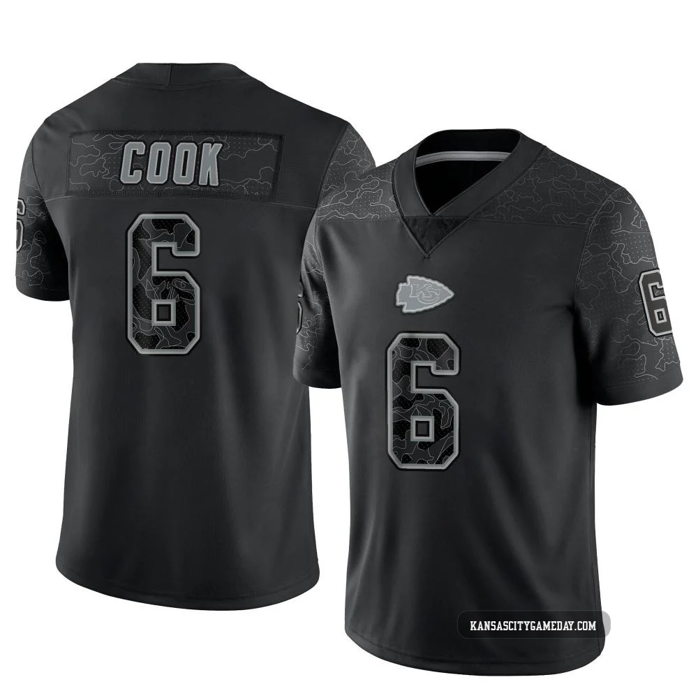 Youth Kenny Cook Kansas City Chiefs ＃6 Limited Black Reflective Jersey