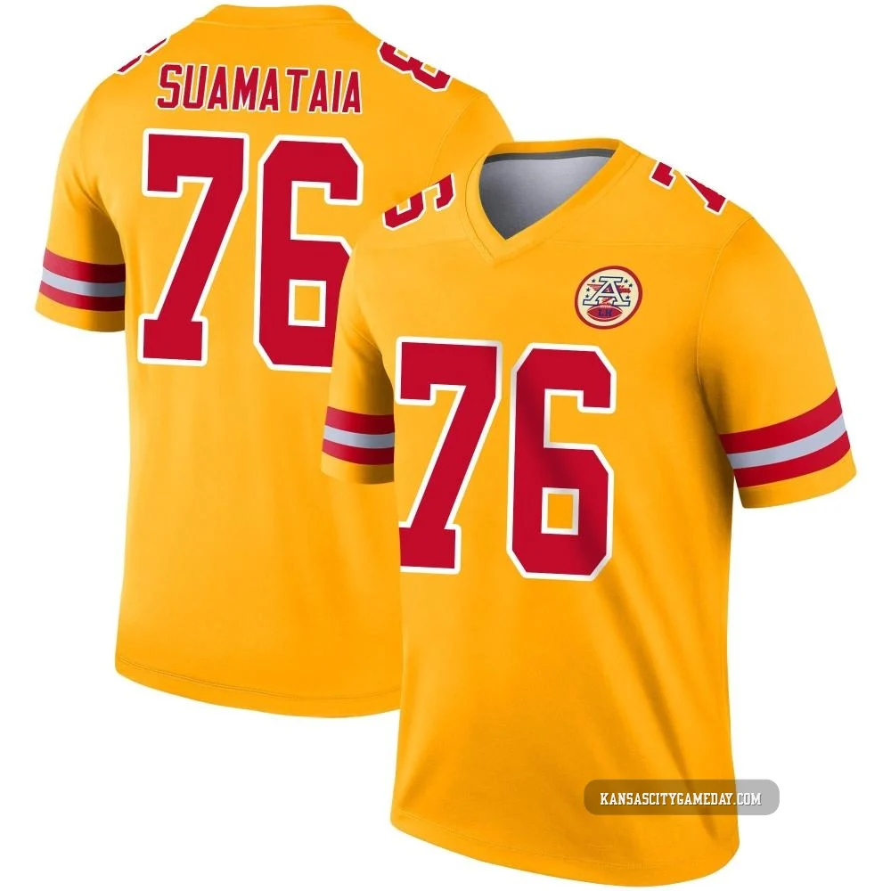 Youth Kingsley Suamataia Kansas City Chiefs ＃76 Legend Gold Inverted Jersey