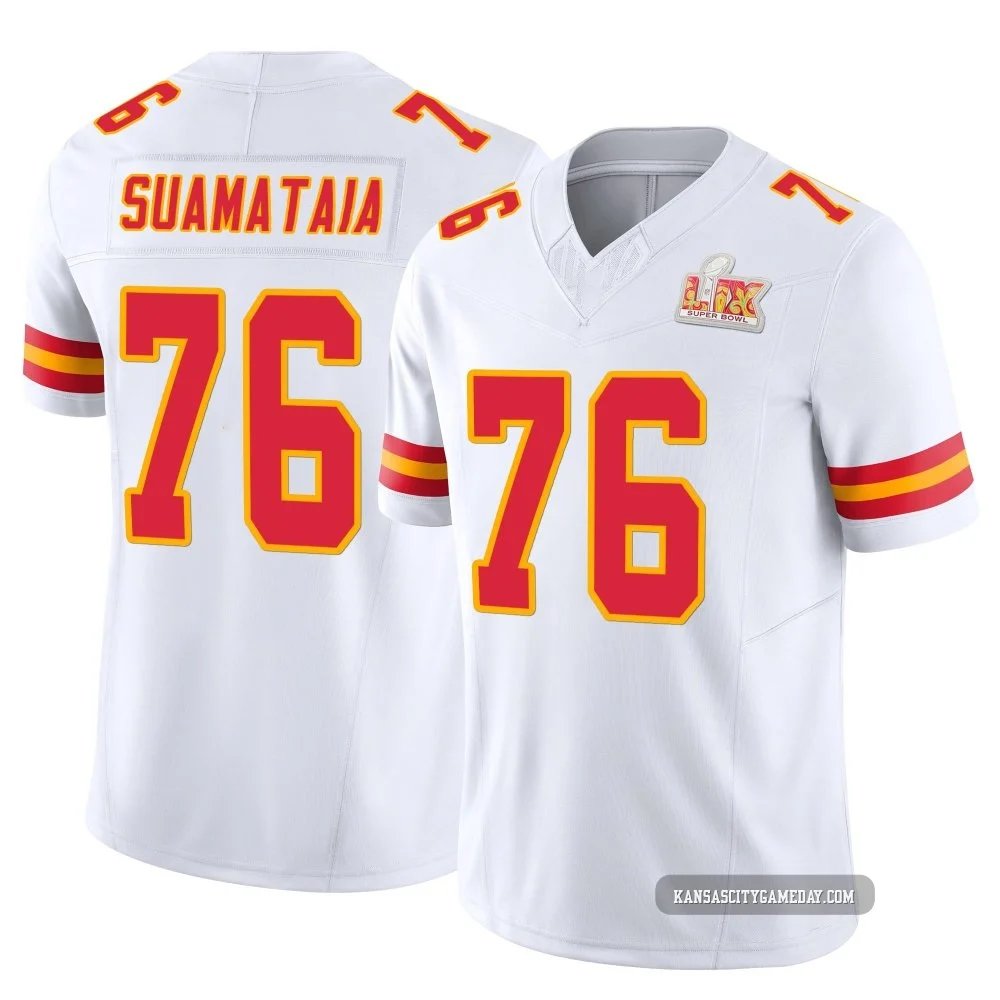 Youth Kingsley Suamataia Kansas City Chiefs ＃76 Limited White Vapor F.U.S.E. Super Bowl LIX Jersey