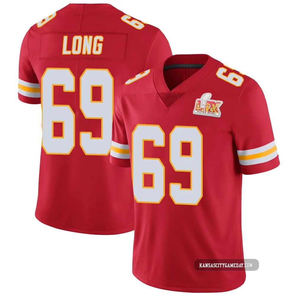 Youth Kyle Long Kansas City Chiefs ＃69 Limited Red Team Color Vapor Untouchable Super Bowl LIX Jersey