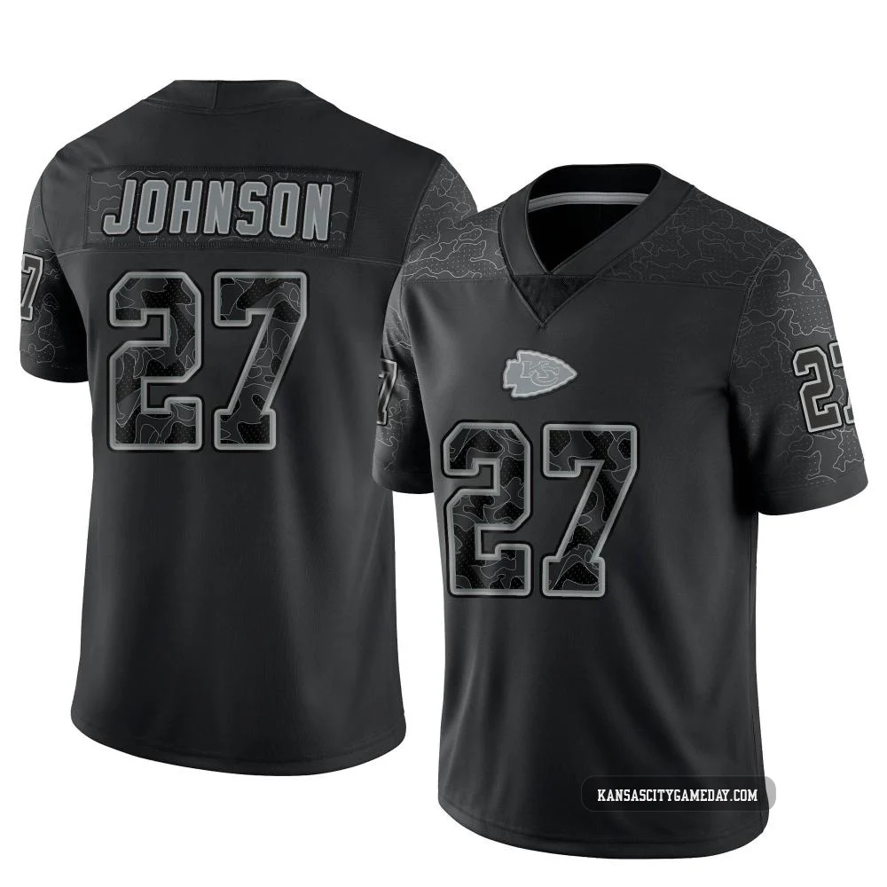 Youth Larry Johnson Kansas City Chiefs ＃27 Limited Black Reflective Jersey