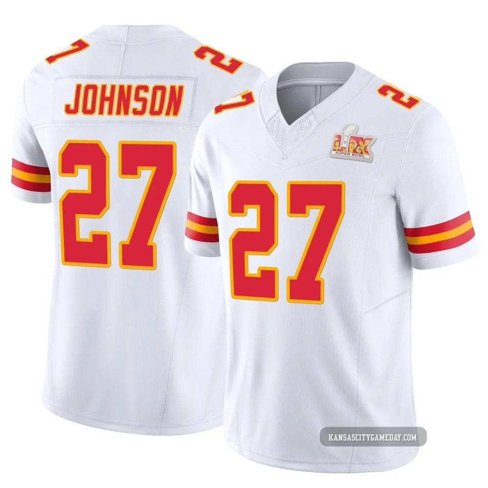Youth Larry Johnson Kansas City Chiefs ＃27 Limited White Vapor F.U.S.E. Super Bowl LIX Jersey