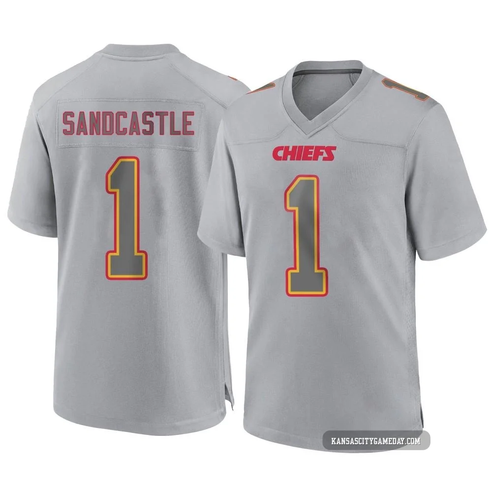 Youth Leon Sandcastle Kansas City Chiefs ＃1 Game Gray Atmosphere Fashion Jersey
