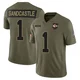 Youth Leon Sandcastle Kansas City Chiefs ＃1 Limited Olive 2025 Salute to Service Jersey
