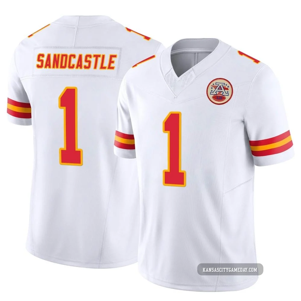 Youth Leon Sandcastle Kansas City Chiefs ＃1 Limited White Vapor F.U.S.E. Jersey