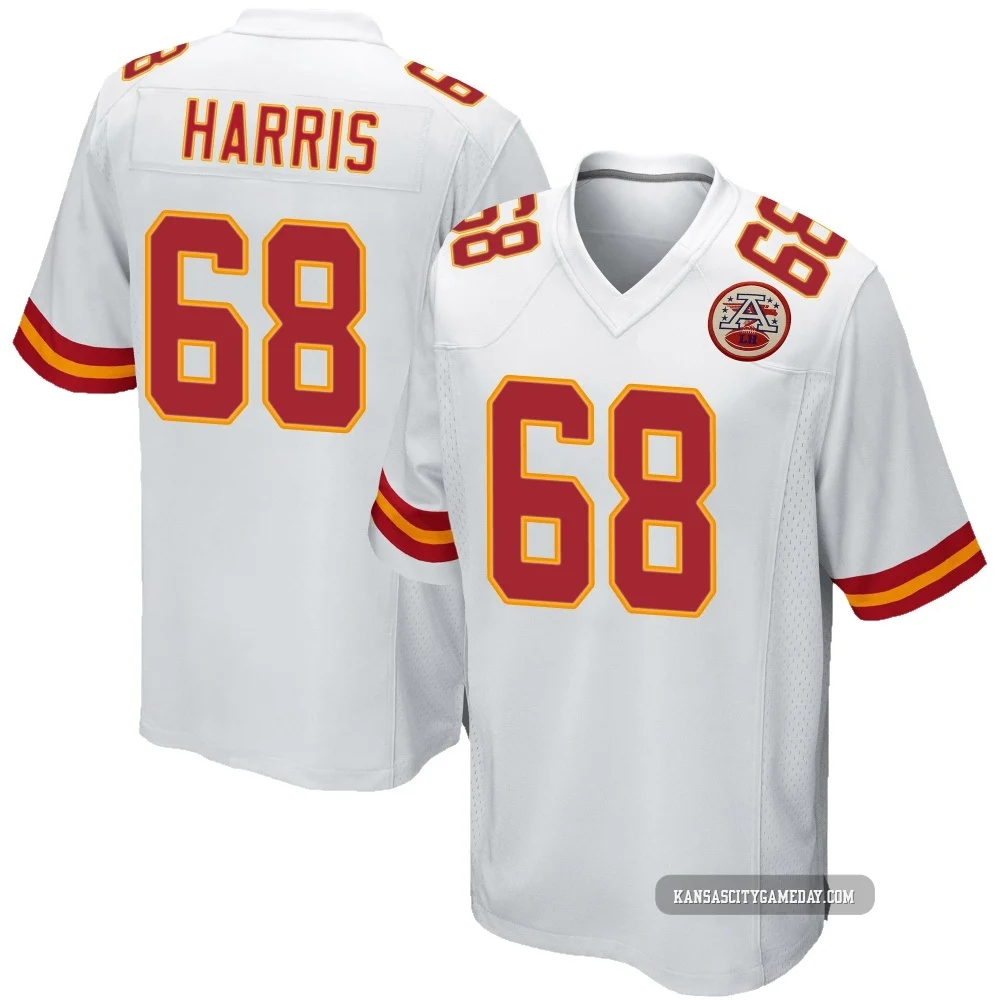 Youth Marcus Harris Kansas City Chiefs ＃68 Game White Jersey