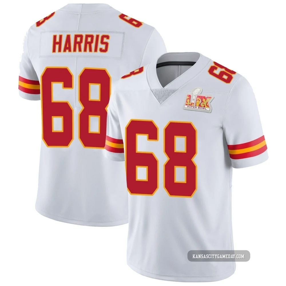 Youth Marcus Harris Kansas City Chiefs ＃68 Limited White Vapor Untouchable Super Bowl LIX Jersey
