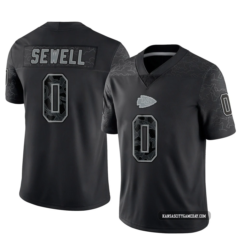 Youth Marlen Sewell Kansas City Chiefs ＃0 Limited Black Reflective Jersey