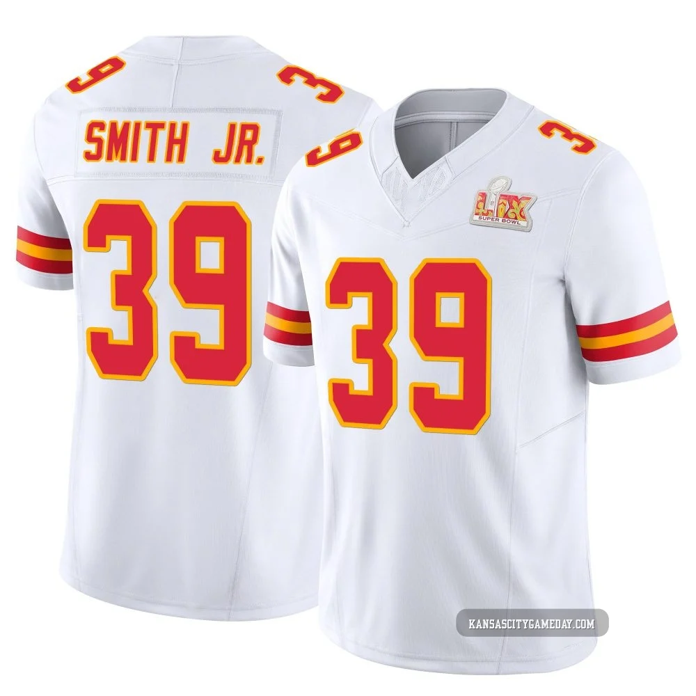 Youth Melvin Smith Jr. Kansas City Chiefs ＃39 Limited White Vapor F.U.S.E. Super Bowl LIX Jersey