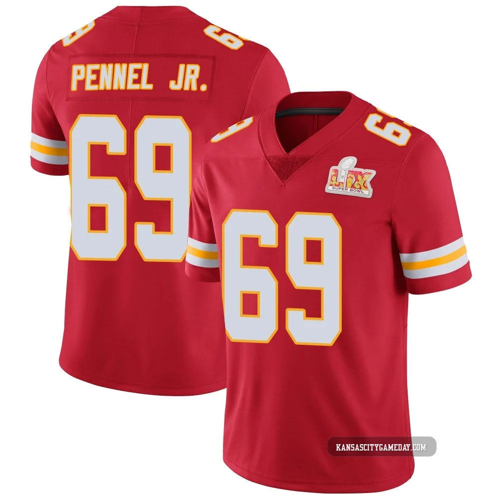 Youth Mike Pennel Jr. Kansas City Chiefs ＃69 Limited Red Team Color Vapor Untouchable Super Bowl LIX Jersey