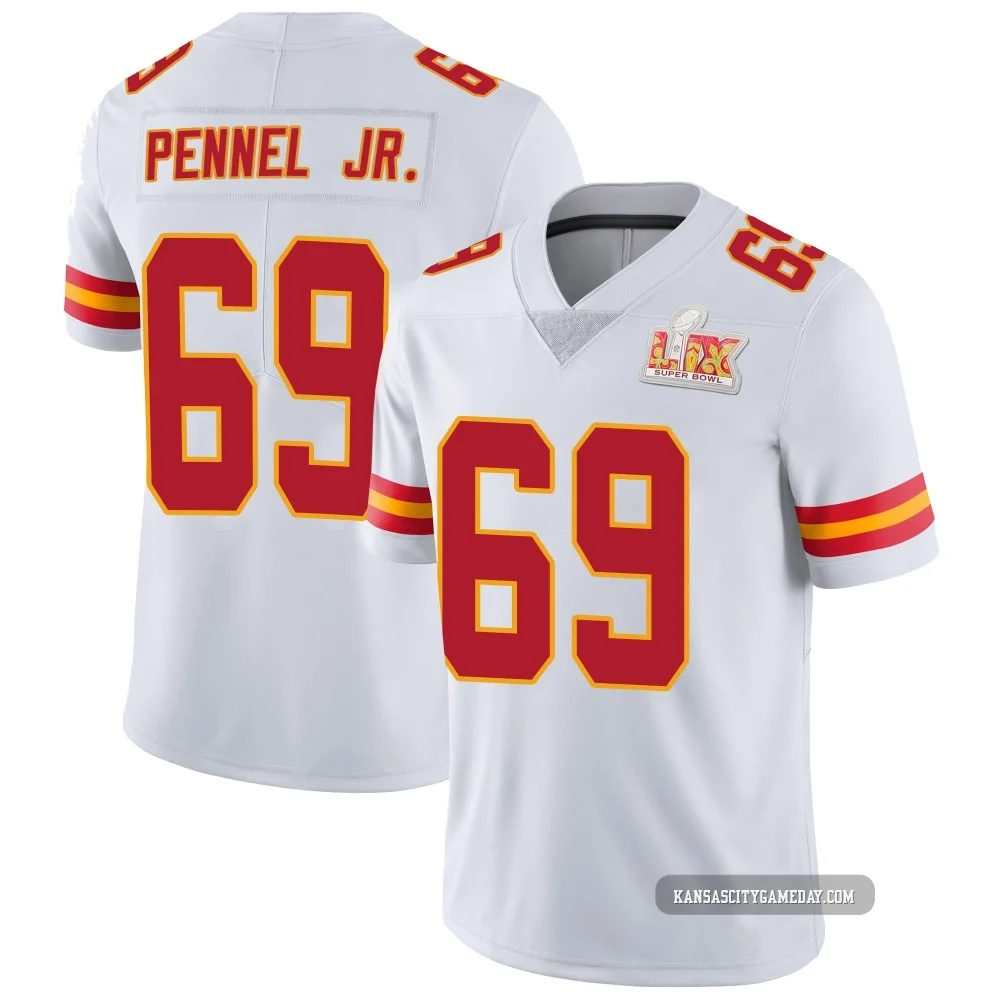 Youth Mike Pennel Jr. Kansas City Chiefs ＃69 Limited White Vapor Untouchable Super Bowl LIX Jersey