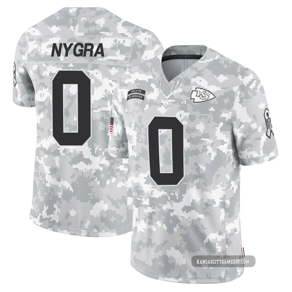Youth Pete Nygra Kansas City Chiefs ＃0 Limited Arctic Camo 2024 Salute to Service Jersey