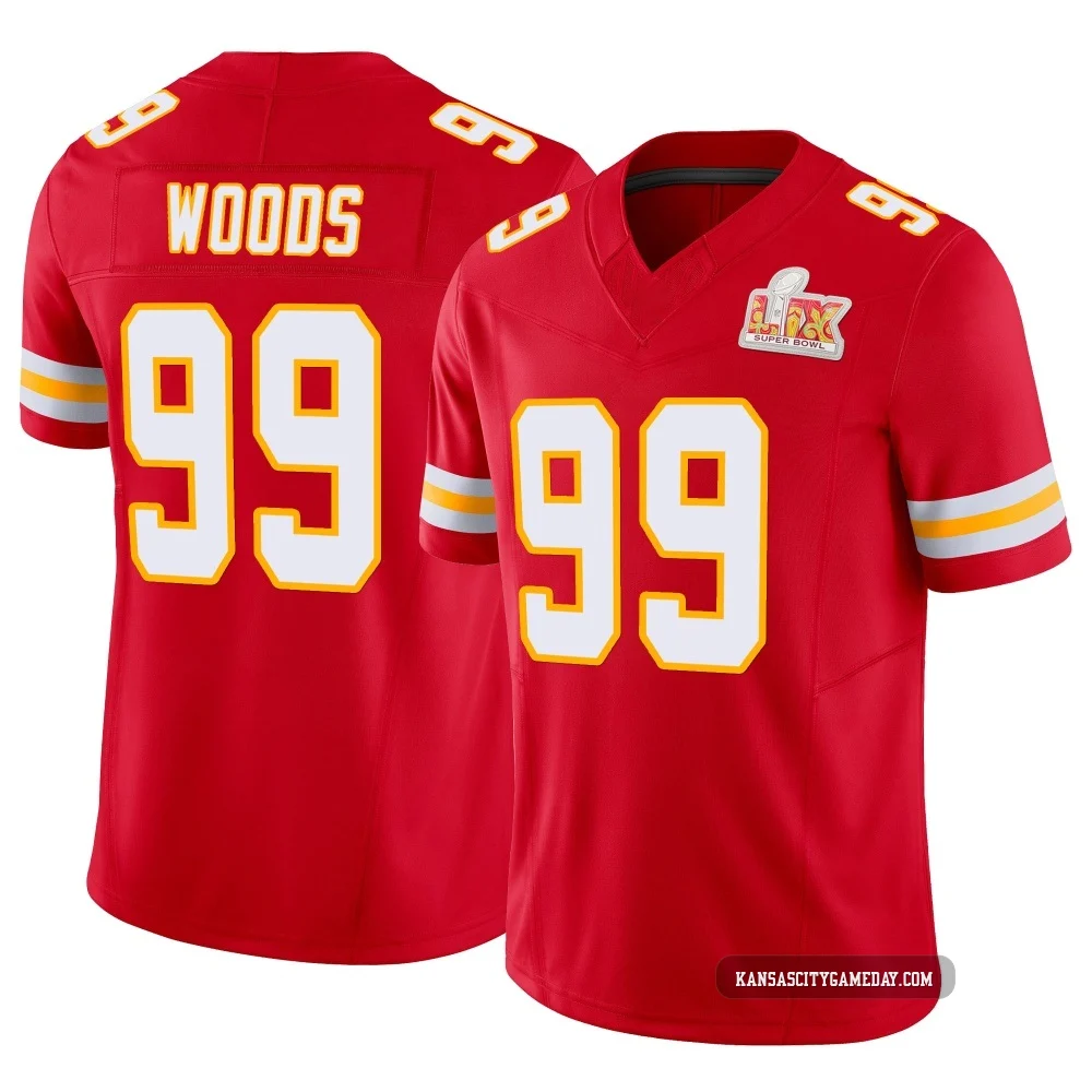 Youth Peter Woods Kansas City Chiefs ＃99 Limited Red Vapor F.U.S.E. Super Bowl LIX Jersey