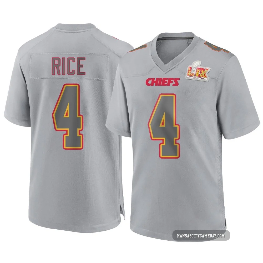 Youth Rashee Rice Kansas City Chiefs ＃4 Game Gray Atmosphere Fashion Super Bowl LIX Jersey