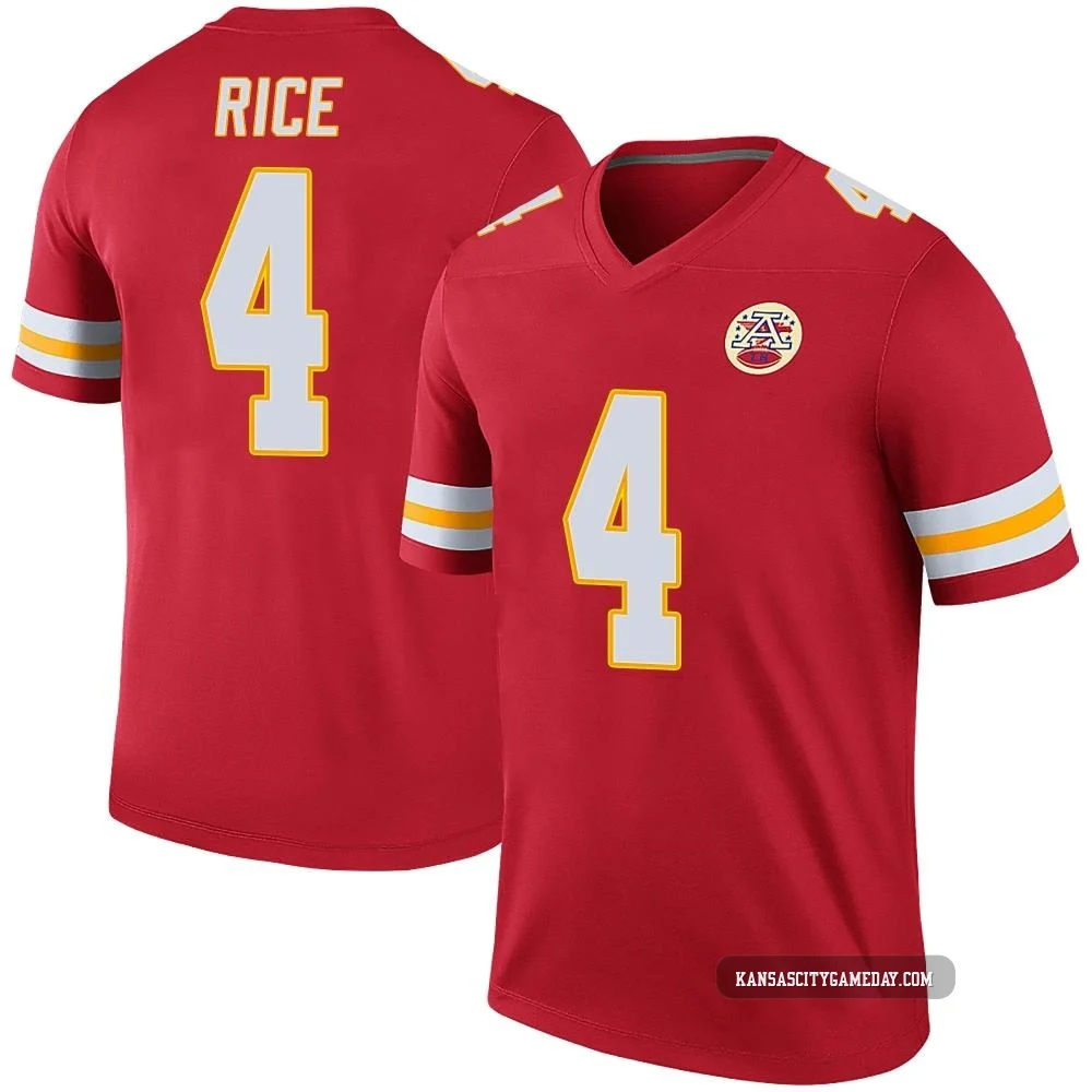 Youth Rashee Rice Kansas City Chiefs ＃4 Legend Red Color Rush Jersey