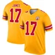 Youth Richie James Kansas City Chiefs ＃17 Legend Gold Inverted Jersey