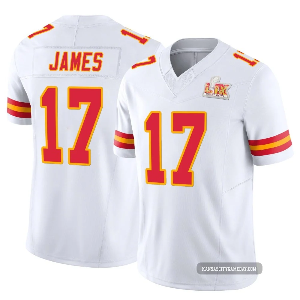 Youth Richie James Kansas City Chiefs ＃17 Limited White Vapor F.U.S.E. Super Bowl LIX Jersey