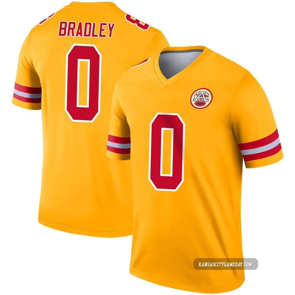 Youth Shaun Bradley Kansas City Chiefs ＃0 Legend Gold Inverted Jersey