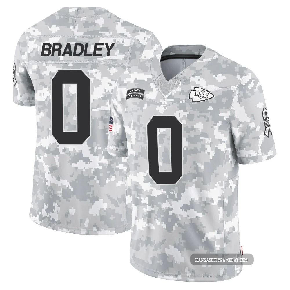 Youth Shaun Bradley Kansas City Chiefs ＃0 Limited Arctic Camo 2024 Salute to Service Jersey