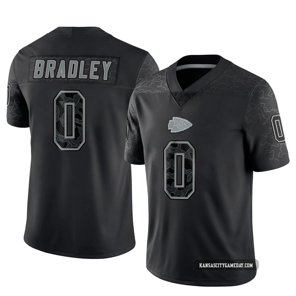 Youth Shaun Bradley Kansas City Chiefs ＃0 Limited Black Reflective Jersey