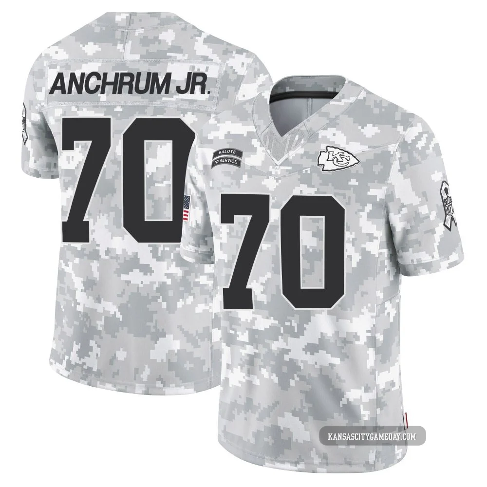 Youth Tremayne Anchrum Jr. Kansas City Chiefs ＃70 Limited Arctic Camo 2024 Salute to Service Jersey