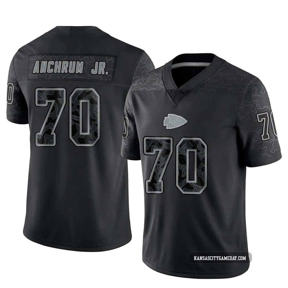 Youth Tremayne Anchrum Jr. Kansas City Chiefs ＃70 Limited Black Reflective Jersey