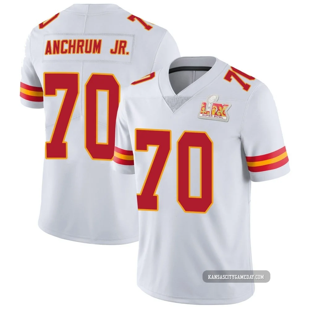 Youth Tremayne Anchrum Jr. Kansas City Chiefs ＃70 Limited White Vapor Untouchable Super Bowl LIX Jersey