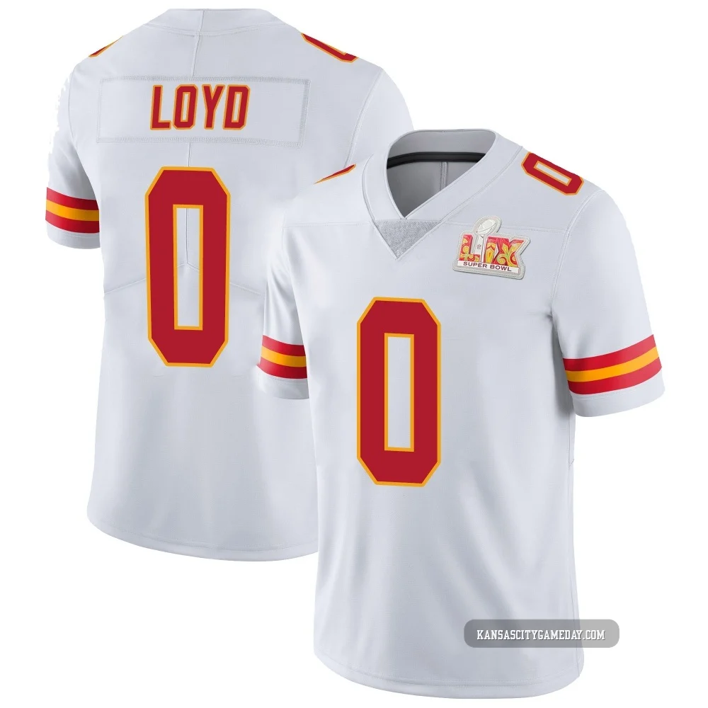 Youth Xavier Loyd Kansas City Chiefs ＃0 Limited White Vapor Untouchable Super Bowl LIX Jersey
