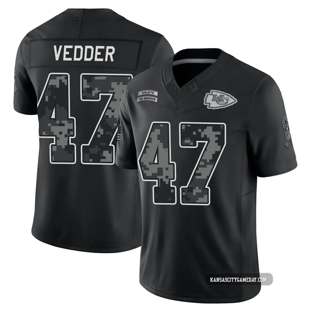 Youth Zelmar Vedder Kansas City Chiefs ＃47 Limited Black 2026 Salute to Service Stitched Jersey